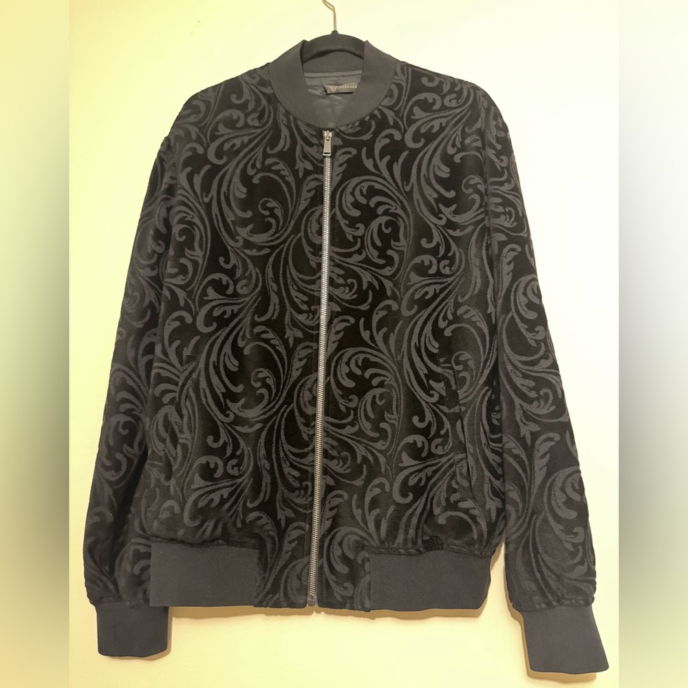 Rare $3400 Versace Black on Black Baroque Bomber
Jacket 2017